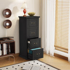 Tribesigns 4-Drawer File Cabinet for A4/Letter/Legal Files, Black | Tall Wooden Filing Cabinet, Vertical File Storage Printer Stand with Hanging Rails for Home Office, Modern Vintage Style