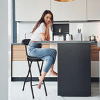 Thyle 1 Pcs 27.5 Inch Folding Bar Stool with Backrest Tall Foldable Stool Chair with Cushioned Padded Portable Collapsible Counter Height Chair for Kitchen Island Shop Cafe Dining Room