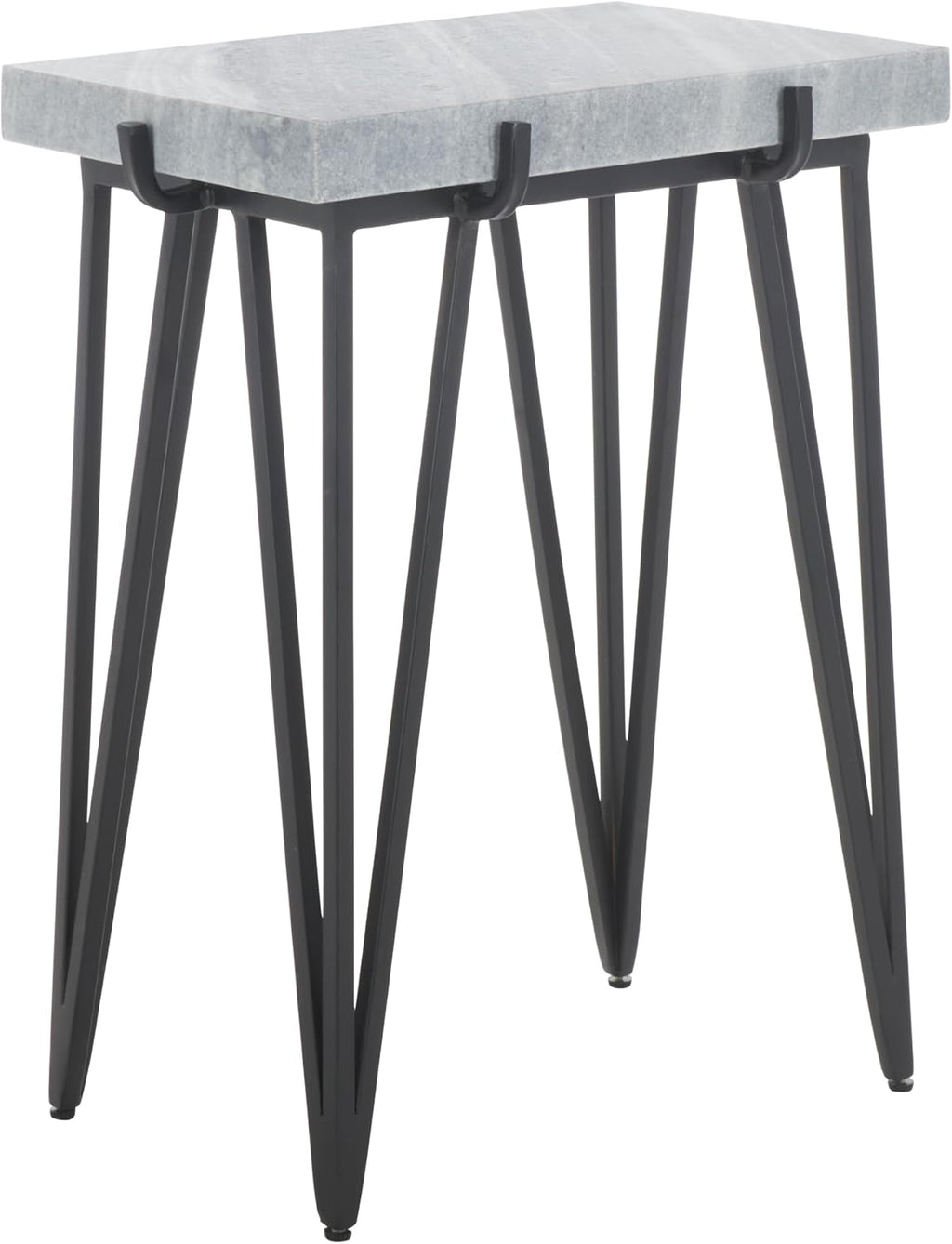 SAFAVIEH Home Collection - Rolf Accent Table, Rectangular Marble Side Table with Black Metal Legs, Fully Assembled (ACC3725A)