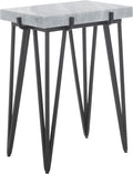 SAFAVIEH Home Collection - Rolf Accent Table, Rectangular Marble Side Table with Black Metal Legs, Fully Assembled (ACC3725A)