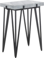 SAFAVIEH Home Collection - Rolf Accent Table, Rectangular Marble Side Table with Black Metal Legs, Fully Assembled (ACC3725A)