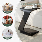 POVISON Modern C-Shaped Side Table Set with Wheels, 15" End Table for Small Spaces, Couch Tables that Slide Under, C Shaped Side Tables Living Room and Bedroom for Sofa, Bed,Chair,Black