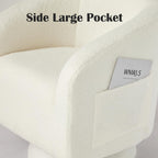 Garvee Swivel Accent Chair with Engineered Wood Base Swivel Barrel Chair | 360 Degree Comfy Boucle Armchair for Living Room Bedroom Reading Nook with Side Large Pocket