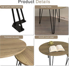 Small Round Nesting Coffee Table Set of 2 for Living Room, 27.56 inch Wood Modern Stacking Circle Coffee Table Side Table End Table with Metal Frame for Bedroom（Brown