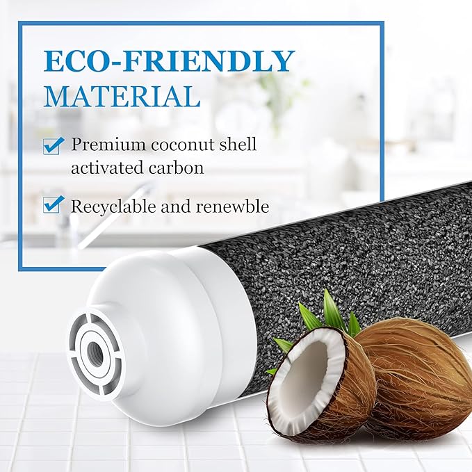 Inline Water Filter for Ice Maker, Refrigerator, Under-Sink Reverse Osmosis Water System, Post Activated Carbon Water Filter Replacement Cartridge with 1/4-Inch Compression-Connect (Pack of 2)