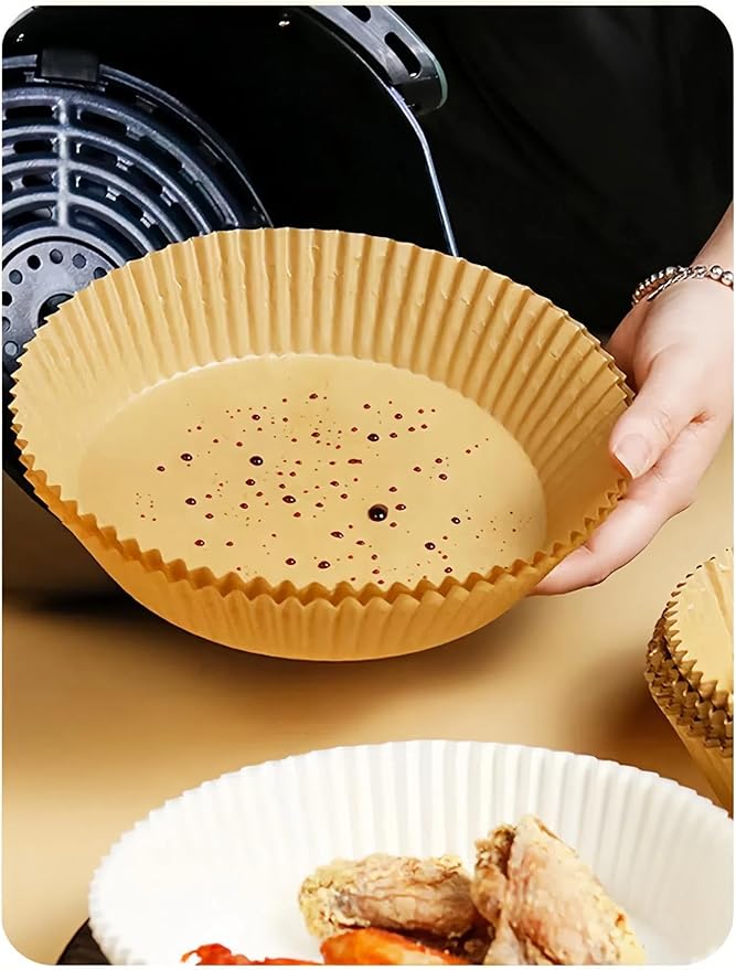Air Fryer Disposable Paper Liners Round, Non-Stick Parchment, AirFryer Accessories for Baking Microwave Oven Frying Pan, Oil Proof, Water Proof (200PCS, 7.9inch)
