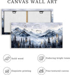 SERIMINO Mountain Landscape Large Wall Art, Misty Forest Canvas Prints, Blue Gold Watercolor Pine Tree Paintings Wall Decor Living Room Bedroom, Natural Scenery Office Decor Pictures 24"X48"