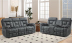 EBELLO 2 Pieces Recliner Sofa Couch Furniture Set, Overstuffed Reclining Loveseat Recliner Couch and Wide 3PC Bonded Sofa Set for Living Room, Dark Greenish-Grey