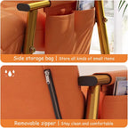 Rocking Chair, Adjustable Backrest Chair with Side Pockets, Side Armchairs for Balcony Porch Patio(Orange+Gold Legs)