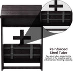 Foldable Prayer Kneeler, Wooden Prayer Bench with Storage Shelf, Cushion Pad, Rounded Corner Bookend and Customizable Cross Decoration, Reinforced Steel Tube Base Design (Dark Brown)