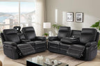 Power Reclining Sofa Set, Power Recliner Sofa and Loveseat Set with LED Light/Bluetooth Speakers, Electric Reclining Sofa Couch Living Room Set for Home, Office(Black, Sofa+Loveseat) | pu leather