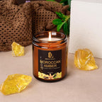 Moroccan Amber Scented Candle, Soy Candles for Home Scented, Masculine Amber Jar Candles Gifts for Men Women, 7oz
