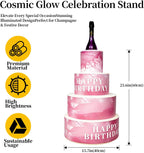 LED 7-Color Cake Tabletop Wine Racks Bottle Presenter with Remote Control, Rechargeable 4000mAh Acrylic Display Stand, for VIP Birthday Party, Bar, KTV Champagne Service(Pink）