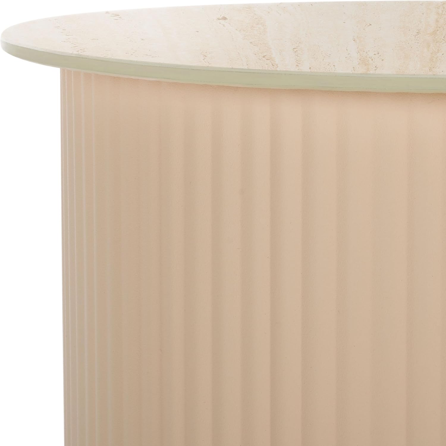 SAFAVIEH Home Collection - MTP Medium Side Table, Beige Ceramic Accent Table with Ribbed Base, Fully Assembled (ACC2910A)