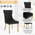 Black Marble Dining Table Set for 6,68 inch Black Marble Table with Golden Double Column Stainless Steel Base, Faux Marble Kitchen Table and Velvet Chairs Set of 6, Dining Room Table Set for 6