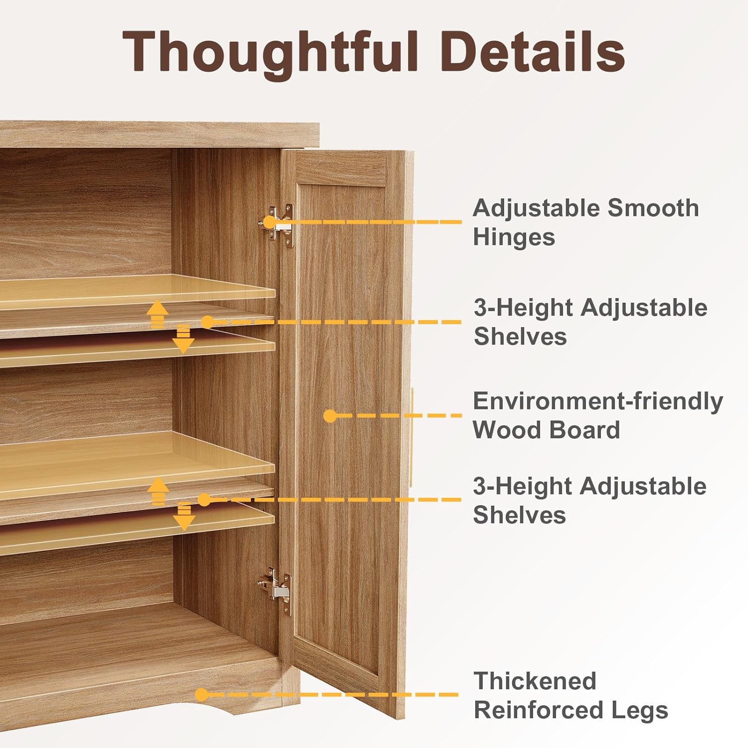 Memobarco Fluted Buffet Cabinet with Storage Accent Sideboard,Modern Credenza with 4 Doors & Adjustable Shelves,Wood Coffee Bar Table Console for Dining Room Kitchen Living Room Entryway,Natural Oak