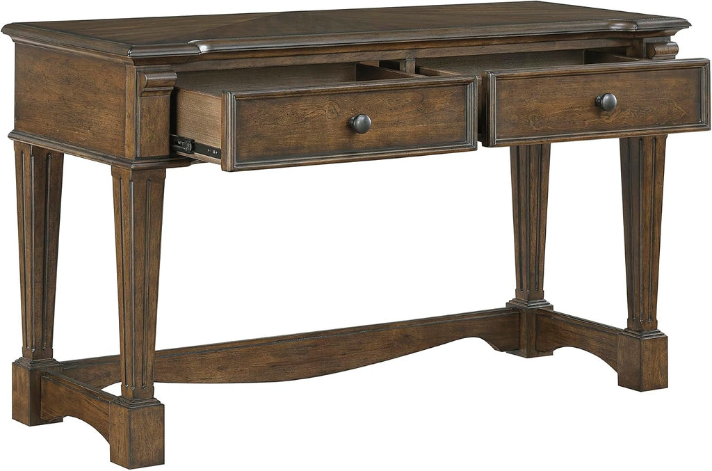 Lexicon Rectangle Wood Sofa Table with 2 Dovetail Drawers, Cherry Veneer Console Table with Antique Bronze Knobs & Sturdy Wood Construction for Elegant Living Room, Entryway, Easy Assembly, Brown