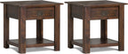 SIMPLIHOME Monroe Solid Acacia 22 inch Wide Square Rustic End Tables in Distressed Charcoal Brown for the Living Room and Bedroom (Set of 2)
