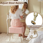 EBENCHICO Vanity Stool Chair with Storage, Faux Fur Stools for Vanity | Makeup Ottoman, Foot Stool, with 4 Metal Legs, Adjustable Feet, Small Vanity Bench, for Living Room Bedroom, Pink
