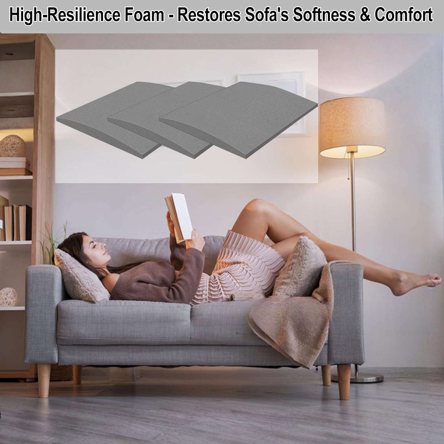 Couch Cushion Support for Sagging Seat, 22"x22"x2.4" Couch Support for sofa | 3 PCS 45D High-Density Curved Foam Sofa Cushion Support for Couches and Sofas, Couch Inserts Saggy Couch