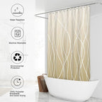 Punkray Ombre Khaki Beige Ivory Shower Curtain for Bathroom with Hooks, Stripe Bath Curtains Decorative Shower Curtains Water Repellent Washable, 72 x 72