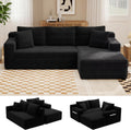 94.5" L-Shaped Cloud Sectional Couch for Living Room, Modern Minimalist Upholstered Sofa,Corduroy Fabric Modular Sectional Sofa with Chaise, No Assembly Required (Black, Right)