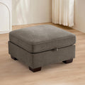 TEKAMON 27.5" Storage Ottoman, Square Footrest with Sponge Padded Seat, Chenille Fabric Step Stool for Sofa, Bedroom, Living Room, Entryway, Modern Change Shoes Stool, Wood Legs,(Brown)