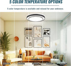 2Pack 20" LED Flush Mount Ceiling Light Fixture 5CCT, Black Dimmable Light Fixture Ceiling Mount 36W, Modern Simple Close to Ceiling Light Fixtures for Living Room,Kitchen, Bedroom