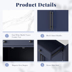 Merax Kitchen Pantry Storage Cabinet Freestanding Cupboard with Darwer, 2 Adjustable Shelves and 2 Door Shelves Coffee Bar Cabinet for Kitchen, Dining, Living Room, Blue x 2