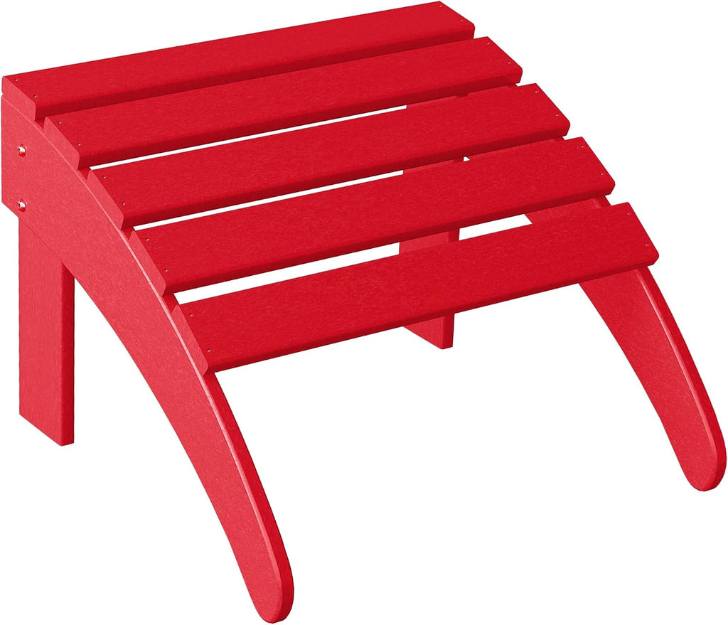 WestinTrends Outdoor Patio Adirondack Ottoman Foot Rest, All Weather Poly Lumber Foot Stool for Adirondack Chair, Widely Used for Outside Porch Pool Lawn Backyard, Red