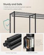 SONGMICS Clothing Rack, Heavy-Duty Garment Rack with Adjustable Storage Shelves and Hanging Rails, Hooks, Freestanding Portable Wardrobe Closet Rack, Ink Black ULGR436B01