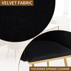 Canxkun Velvet Dining Chairs Set of 4, Barrel Dining Chairs with Gold Metal Legs, Modern Upholstered Dining Room Chair for Dining Room, Kitchen, Vanity (Black)
