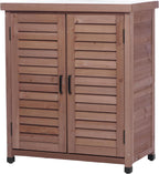 32" Solid Wood Modern Sideboard, Farmhouse Buffet with Rustic Design, Storage Cabinet for Dining Room with Ample Storage for Outdoor Patio Garden Spaces, Brown