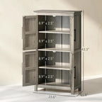Kitchen Pantry Cabinet, 43.3” Wood Pantry Storage Cabinet with 4 Doors and 2 Adjustable Shelves, Freestanding Food Cabinet for Pantries, Kitchen, Livingroom, Dining Room, Light Gray