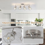 BUXVRCS Adjustable Multi-Directional Brushed Nickel Light Fixtures, Semi Flush Mount Ceiling Light, Kitchen Light Fixtures Ceiling Mount, Geometric Metal Cage Industrial Spotlight Fixtures