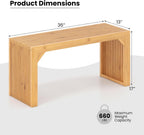 Giantex 36" Bamboo Dining Bench, 660Lbs Capacity, 2-Person Kitchen Table Bench for Living Room, Bedroom, Bathroom, Entryway Hallway, Front Door, End of Bed, Indoor Outdoor Use, 1 Pack
