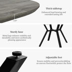 HIPIHOM Extendable Round Dining Table Set for 6 People, 43.3"-59.1" Extendable Kitchen Table with 6 Upholstered Chairs, Space Saving for Kitchen Dining Room (Walnut Table+6 U-Shaped White Chairs)