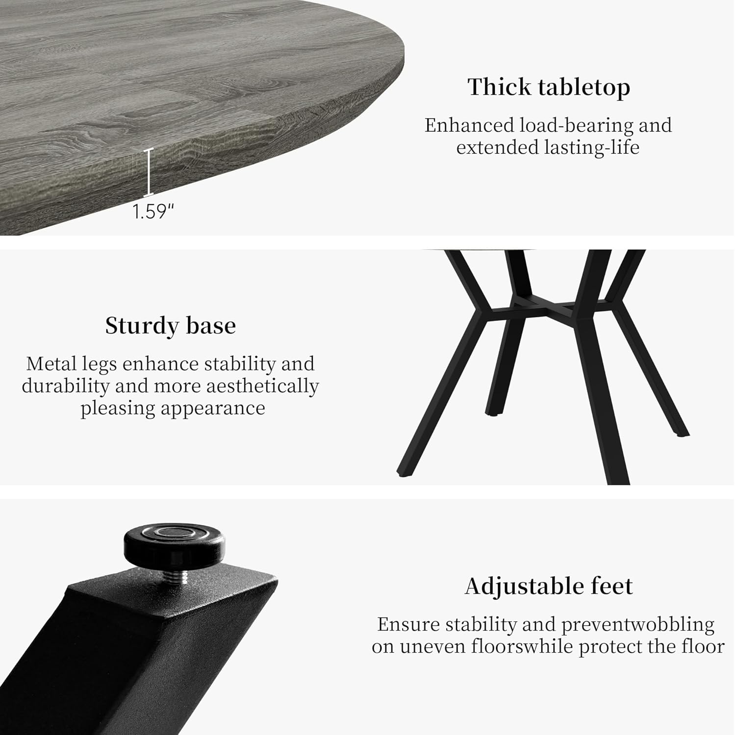 HIPIHOM Extendable Round Dining Table Set for 6 People, 43.3"-59.1" Extendable Kitchen Table with 6 Upholstered Chairs, Space Saving for Kitchen Dining Room (Walnut Table+6 U-Shaped White Chairs)