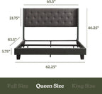 Hearth & Harbor Queen Bed Frame with Headboard Wingback – Linen Platform Bed Frame Queen Size, Button-Tufted Upholstered Bed Frame Queen, Modern Bedframe, Box Spring Required, Grey