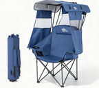 Bolosy Oversized Camping Chair with Canopy Beach Chair with Sun Shade | Folding Lawn Chair with Shade, Portable Canopy Chair for Camping, Beach, Picnics, Fishing, Sports, Support 400lbs, Blue