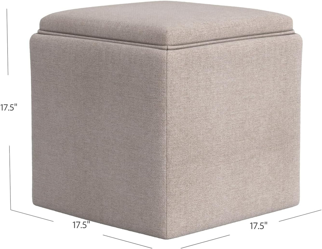 HomePop 17.5" Storage Ottoman with Tray Top - Light Brown Woven