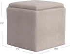 HomePop 17.5" Storage Ottoman with Tray Top - Light Brown Woven