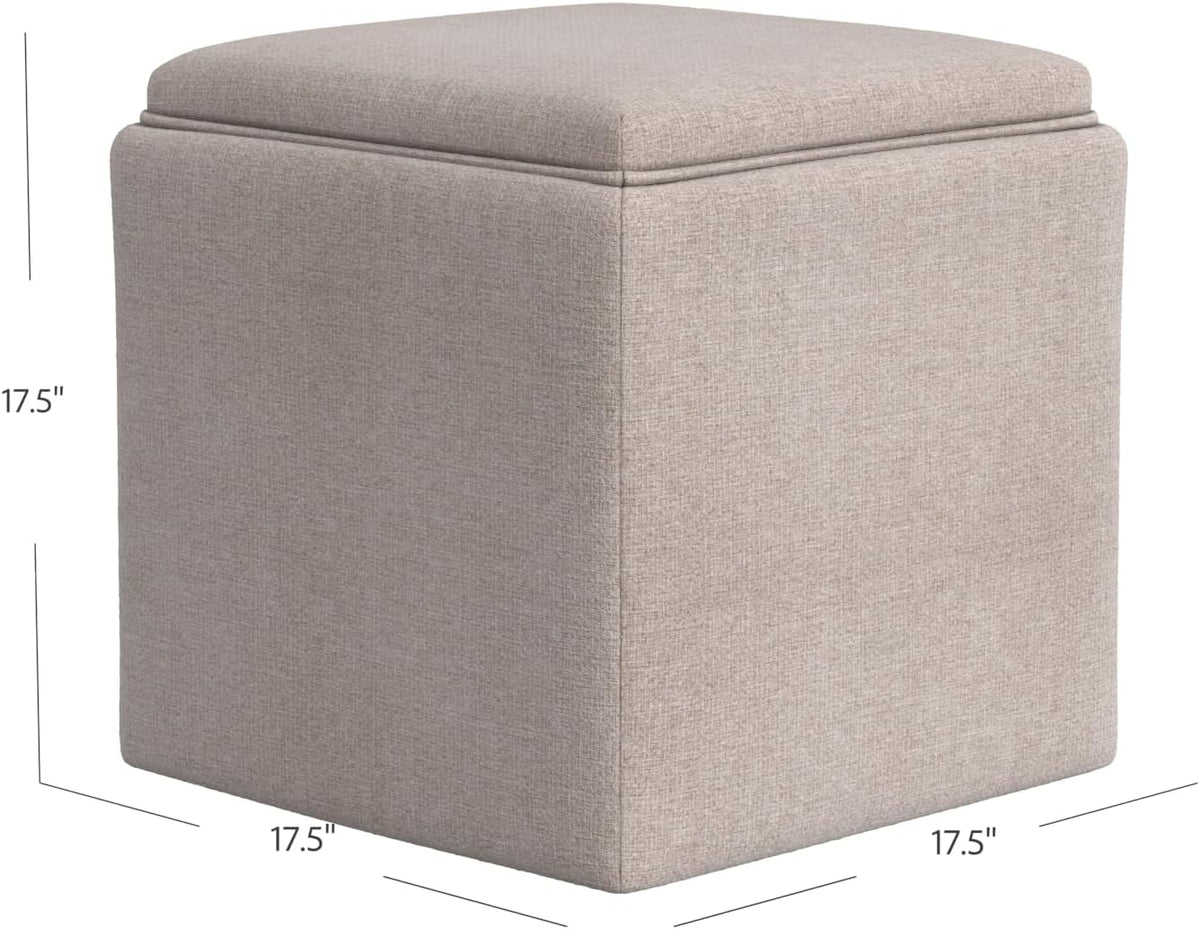 HomePop 17.5" Storage Ottoman with Tray Top - Light Brown Woven