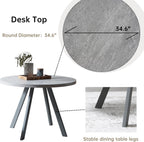 Zerifevni Round Dining Table Set, Mid Century Modern Small Round Dining Table Set, Saving Space (Table + 4 Brown Chairs)