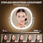 9" Wall Mounted Lighted Makeup Mirror, 3000mAh Rechargeable Double Sided 1X/10X Magnifying Mirror with Hook, 3 Color Lights Dimmable 360° Rotation Vanity Mirror for Bathroom