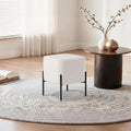 Get Set Modern Linen Ottoman Stool Vanity Stool Foot Rest Stool, Square Small Vanity Chair for Makeup Room, Footrest Stool with Metal Legs, Side Table Ottoman for Living Room, Bedroom, Walk-in Closet