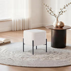 Get Set Modern Linen Ottoman Stool Vanity Stool Foot Rest Stool, Square Small Vanity Chair for Makeup Room, Footrest Stool with Metal Legs, Side Table Ottoman for Living Room, Bedroom, Walk-in Closet