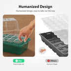 Seed Starter Tray, 10PCS Seed Starter Kit, Seedling Starter Trays with Heightened Lids for Seed Staring, Indoor Gardening Plant Germination Trays (12 Cells per Tray) Green