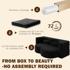 78" Full Size Convertible Futon Sofa Bed, Corduroy Folding Sleeper Sofa Bed with 2 Pillow, Foam Mattress Couch Bed, No Assembly Loveseat Couches for Living Room Apartment, Space‑Saving, Black
