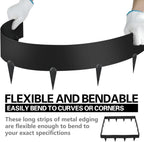 Worth Garden 10-Pack (34Ft Total) Galvanized Steel Landscape Lawn Edging - 8 in. H Bendable Metal Strips - Hammer-in 18-Gauge Flexible Black Edging Border - Yard Pathway Divider - Buckle Connection